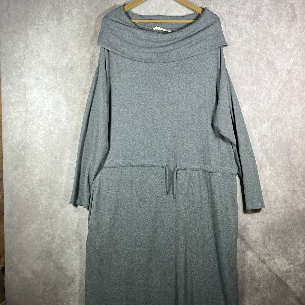 Soft Surroundings Sweater Maxi Dress Womens Size 1X‎ Gray Cowl Neck Long Sleeve